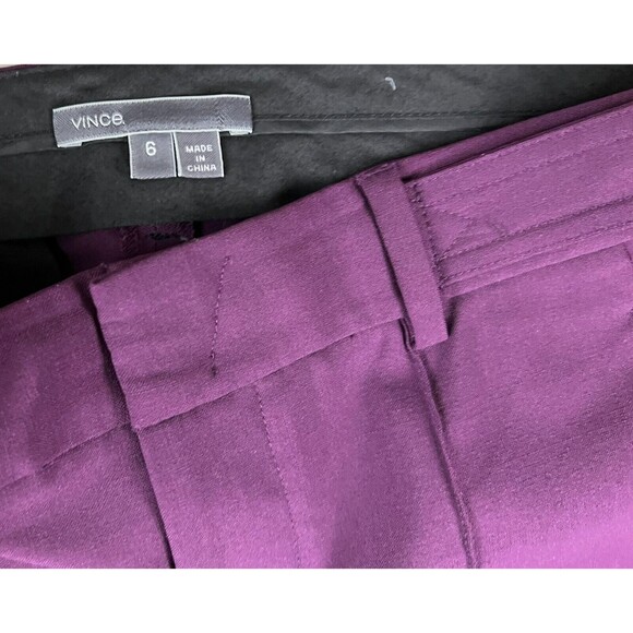 Vince Pintucked Seam Side-Tab Crop Pants  Size 6  Eggplant Stretch Wool Blend - Picture 7 of 13